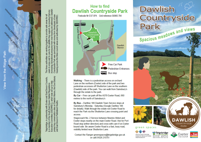 The front cover of the Dawlish Countryside Park leaflet