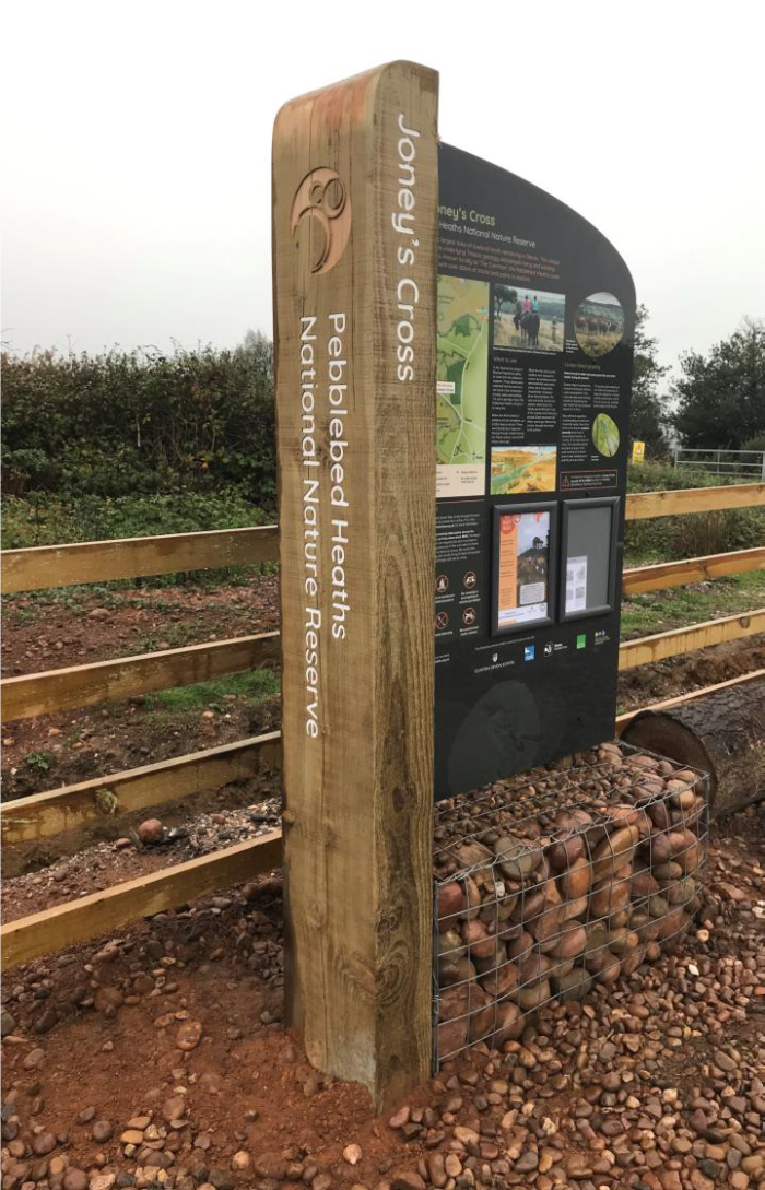 A photo of the new interpretation sign at Joneys Cross