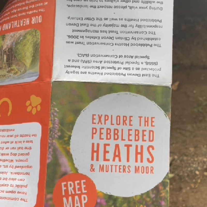 A screenshot from our walks video showing the front cover of the Pebblebed Heaths map